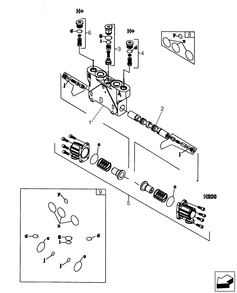 Схема запчастей Case 580SM - (35.150.07[01]) - 84157595 VALVE SECTION - BACKHOE BOOM (WITH PILOT CONTROLS) (580SM+) (35) - HYDRAULIC SYSTEMS