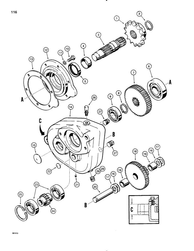 Схема запчастей Case SD100 - (116) - H559179, H588145 AND H638676 TRANSMISSIONS, H638676 TRANSMISSION (21) - TRANSMISSION