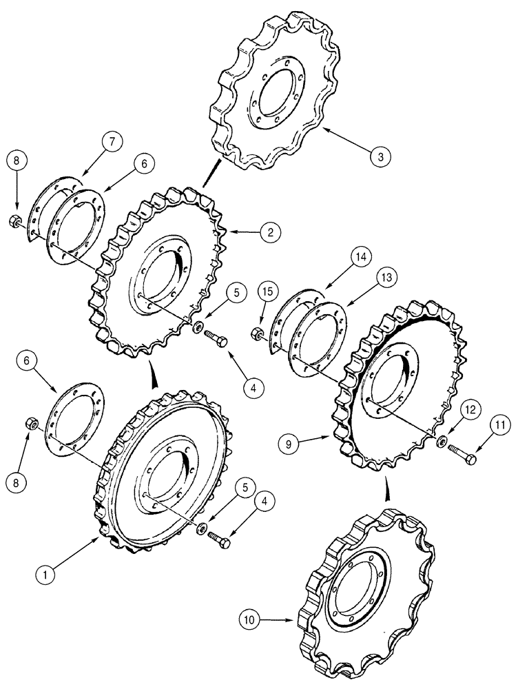 Схема запчастей Case 550H - (5-02) - SPROCKET, TRACK, 1346 MM (53 INCH) GAUGE LONG TRACK (LT) MODELS (11) - TRACKS/STEERING