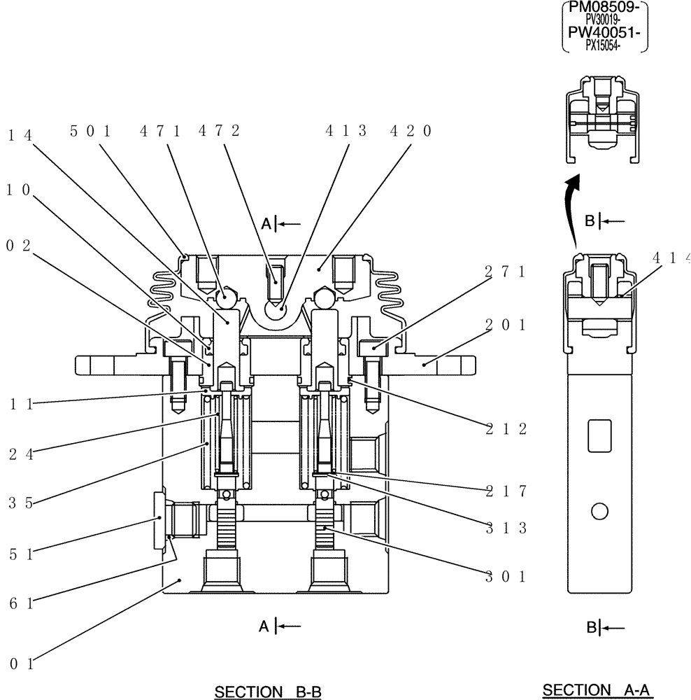 Схема запчастей Case CX50B - (HC826) - VALVE ASSEMBLY, PILOT (35) - HYDRAULIC SYSTEMS