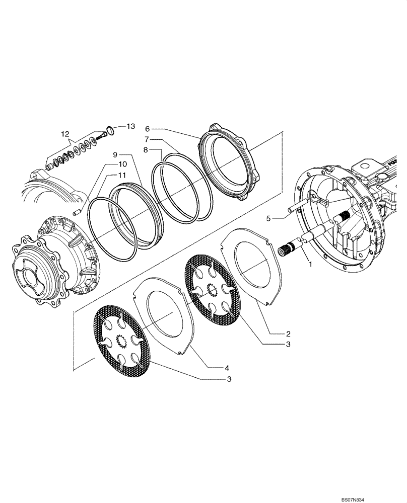 Схема запчастей Case 580M - (07-02) - AXLE, REAR DRIVE - BRAKE, DIFFERENTIAL (07) - BRAKES