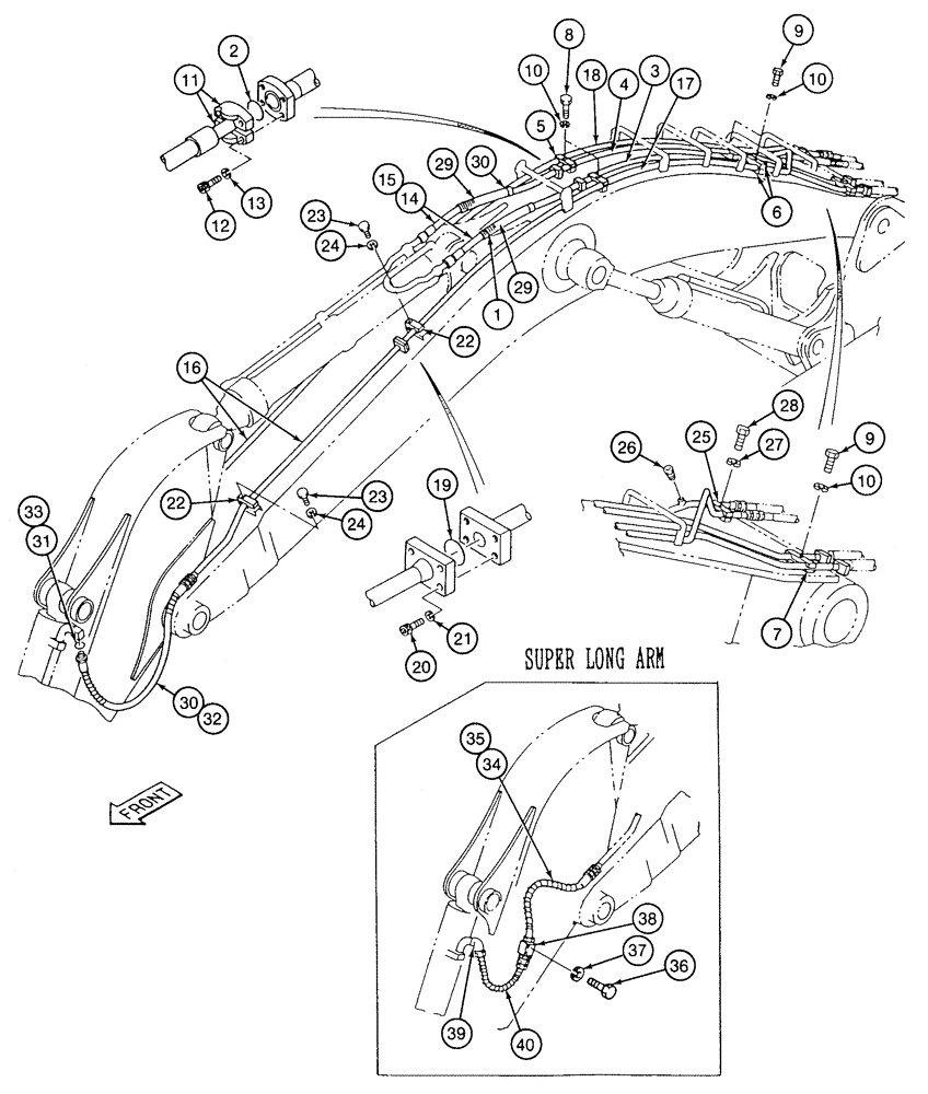 Схема запчастей Case 9060 - (8-086) - ARM/BUCKET HYDRAULIC CIRCUITS, BASE OF BOOM TO BUCKET CYLINDER (08) - HYDRAULICS