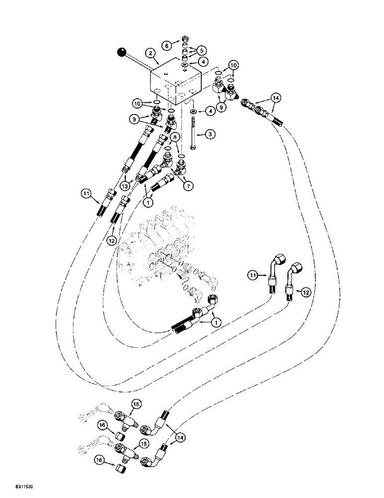 Схема запчастей Case 560 - (8-166) - SELECTOR VALVE HYDRAULIC CIRCUIT, FOR QUAD/REEL CARRIER (08) - HYDRAULICS