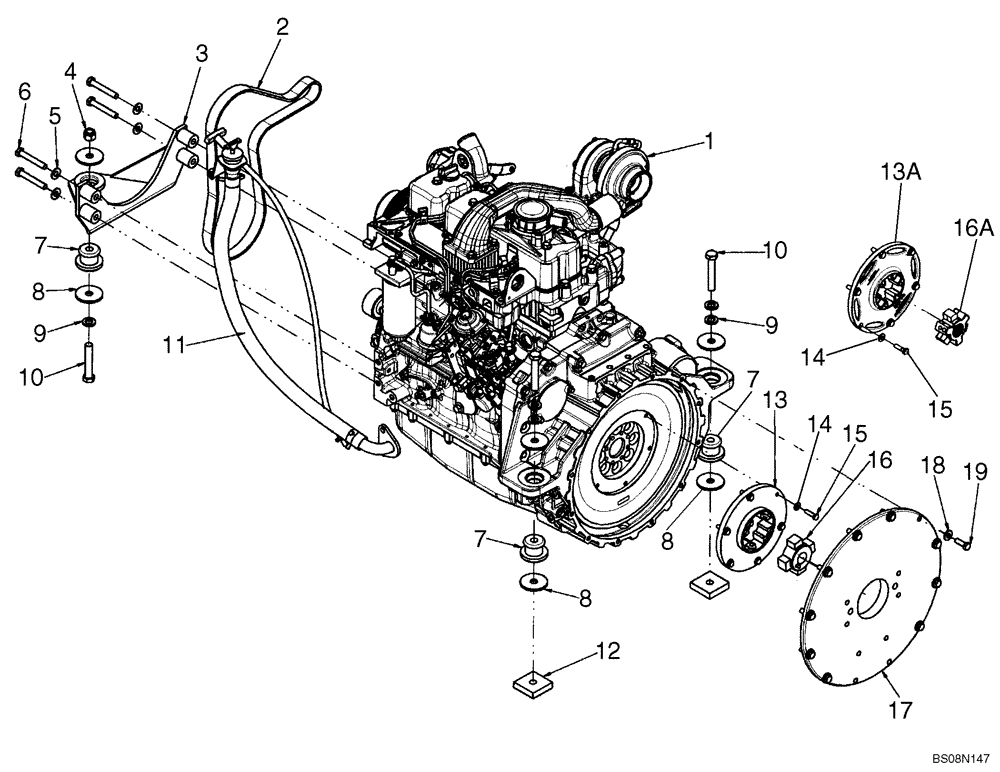 Схема запчастей Case 440 - (02-06) - ENGINE - MOUNTING (02) - ENGINE