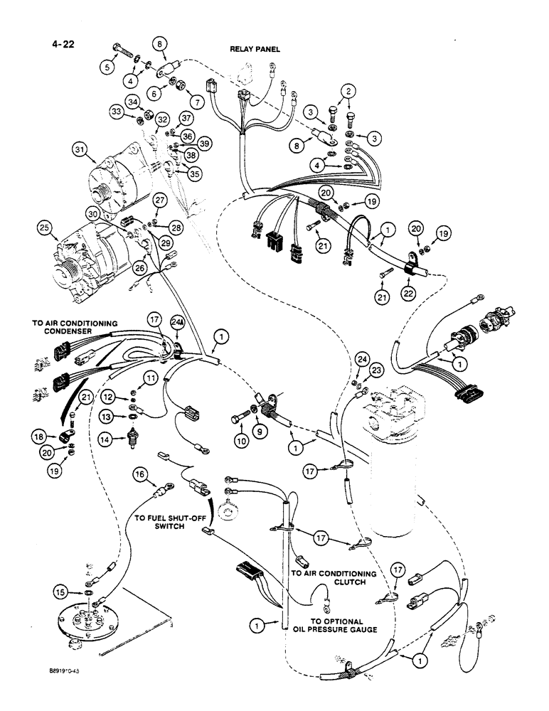 Схема запчастей Case W14C - (4-22) - REAR HARNESS - ALTERNATOR (04) - ELECTRICAL SYSTEMS