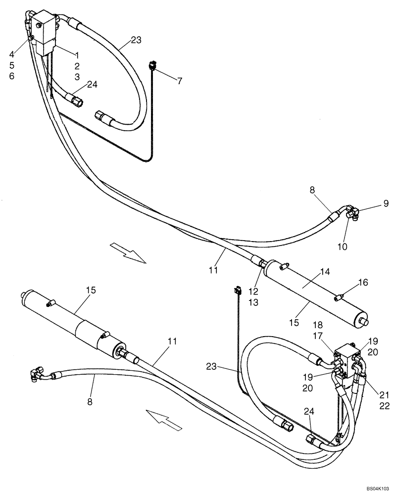 Схема запчастей Case 450CT - (08-09) - HYDRAULICS - RIDE CONTROL (08) - HYDRAULICS