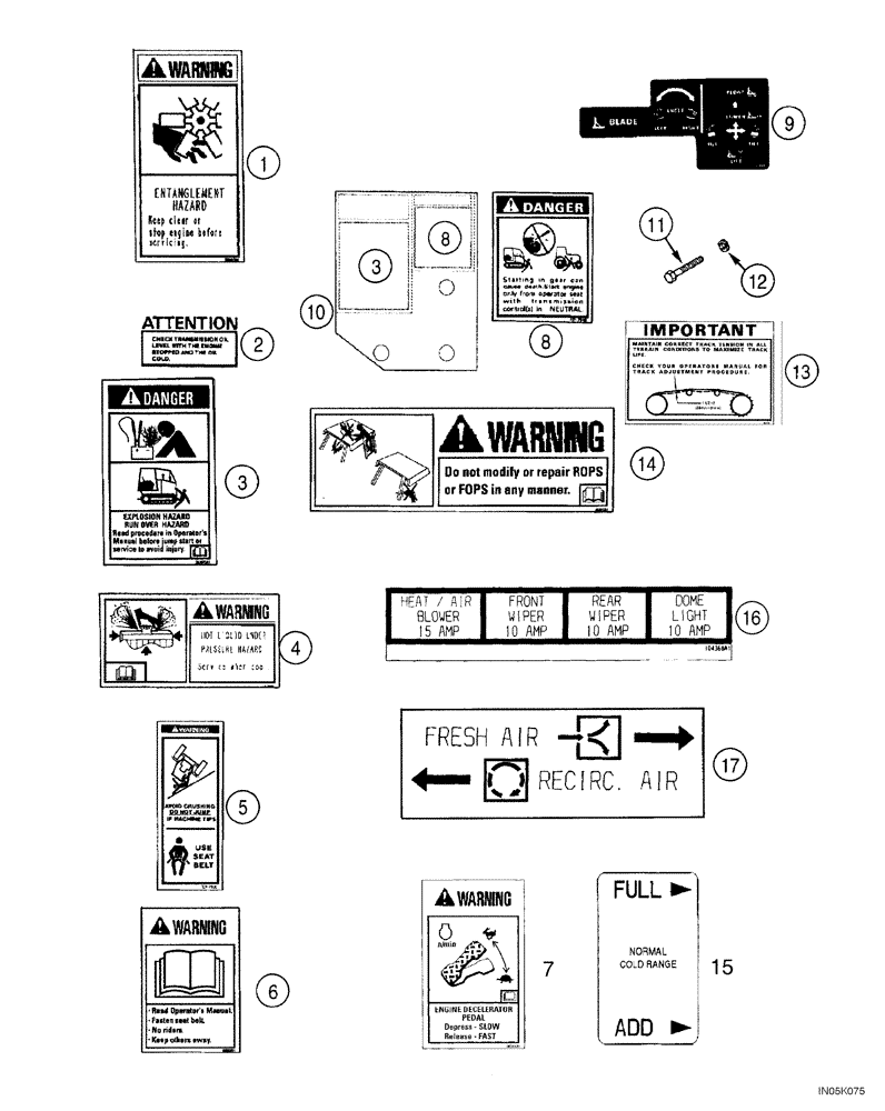 Схема запчастей Case 1150H_IND - (09-38) - DECALS - ENGLISH (09) - CHASSIS/ATTACHMENTS