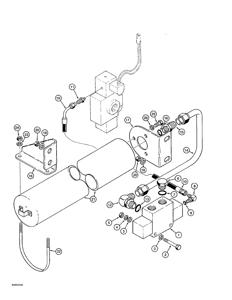 Схема запчастей Case 821B - (8-86) - RIDE CONTROL HYDRAULIC CIRCUIT, DIRECTIONAL VALVE TO MASTER VALVE & ACCUMULATOR (08) - HYDRAULICS