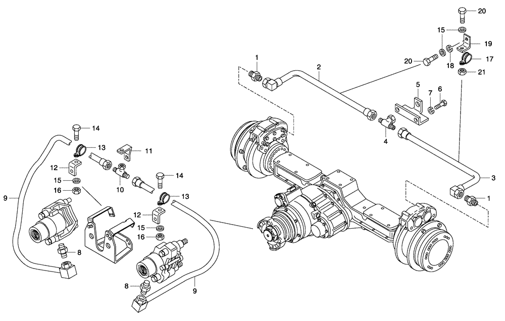 Схема запчастей Case 330 - (47A00011655[03]) - BRAKE SYSTEM - INTERMEDIATE AXLE (09) - Implement / Hydraulics / Frame / Brakes