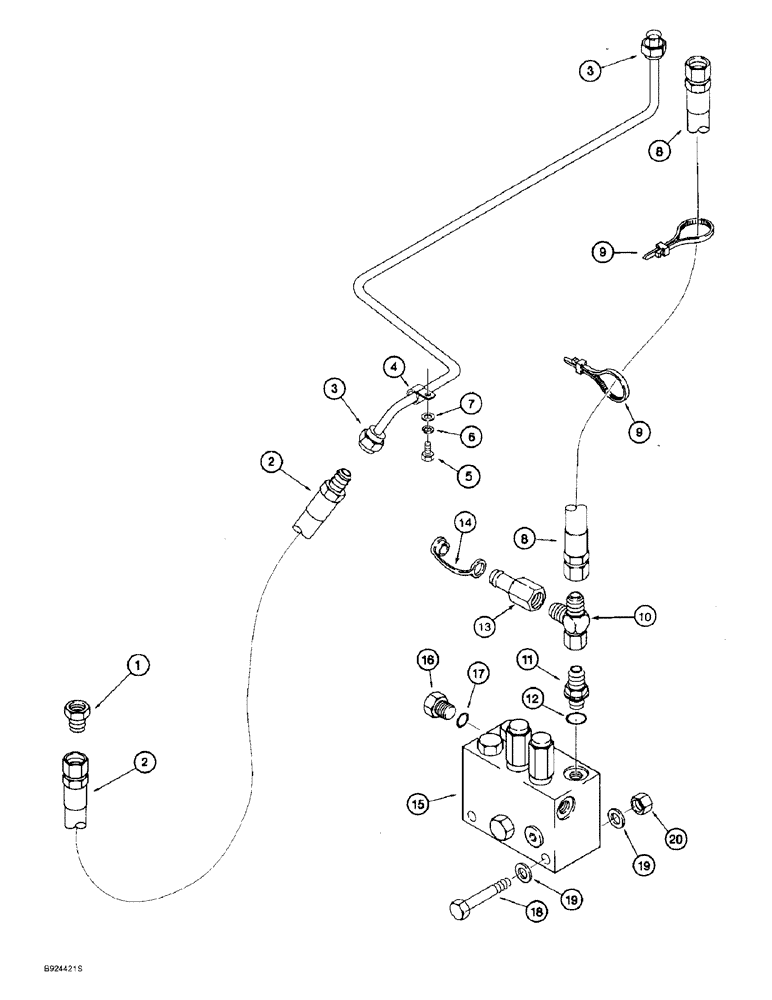 Схема запчастей Case 821B - (8-68) - REMOTE LOADER CONTROL CIRCUIT, RETURN TO HYDRAULIC RESERVOIR VALVE (08) - HYDRAULICS