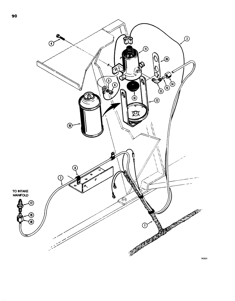 Схема запчастей Case W26B - (090) - COLD STARTING SYSTEM, MODELS WITH BAND CLAMPED CYLINDER, LATE PRODUCTION (04) - ELECTRICAL SYSTEMS