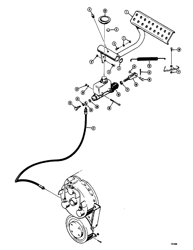 Схема запчастей Case 600 - (194) - BRAKE PEDAL LINKAGE AND MASTER CYLINDER (04) - UNDERCARRIAGE