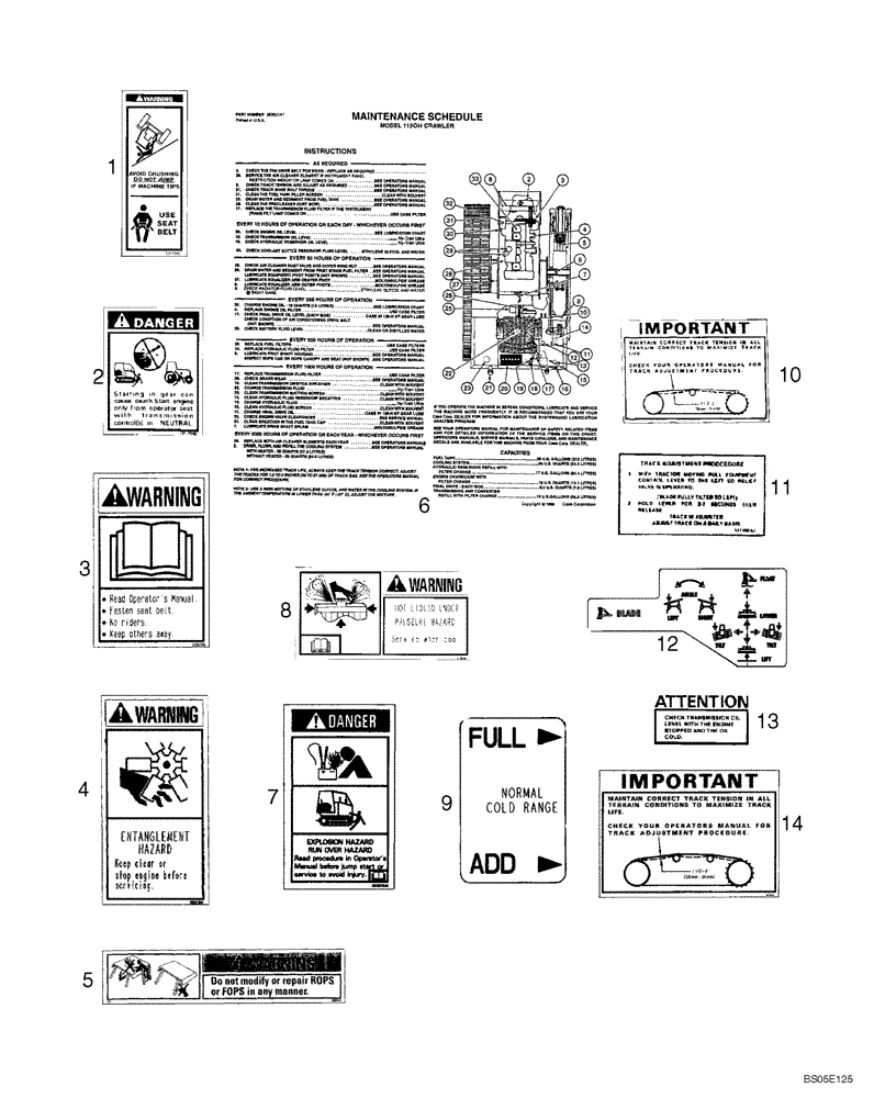 Схема запчастей Case 1150H_IND - (09-39) - DECALS - LATIN AMERICAN SPANISH, CANADIAN FRENCH (09) - CHASSIS/ATTACHMENTS