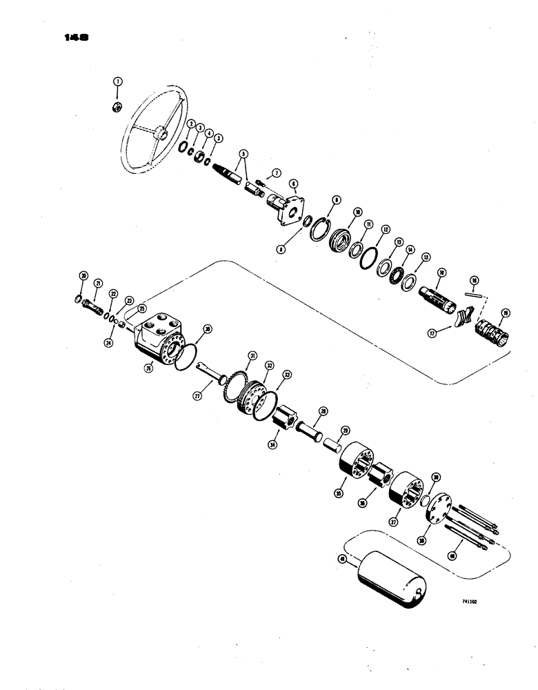 Схема запчастей Case W24B - (148) - L51781 MANUAL STEERING PUMP, MODELS WITH GEAR HOUSING, AND PARALLEL INLET & OUTLET PORTS (05) - STEERING