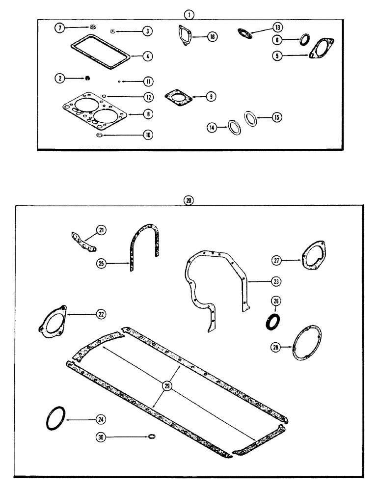 Схема запчастей Case W8C - (024) - ENGINE GASKET KITS, (401) DIESEL ENGINE (02) - ENGINE