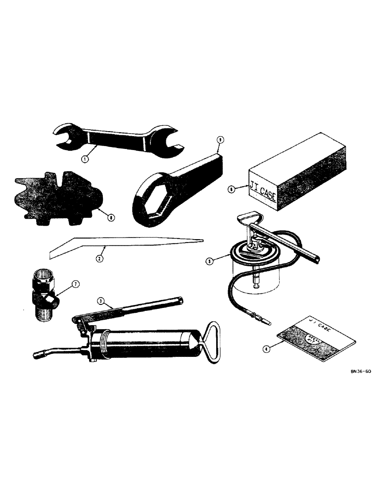 Схема запчастей Case 310D - (074) - TOOLS, GREASE GUN, AND DECALS (05) - UPPERSTRUCTURE CHASSIS