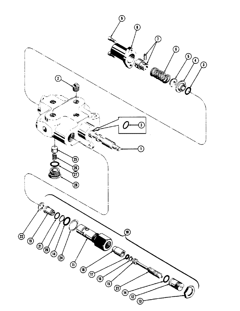 Схема запчастей Case 600 - (328) - HYDRAULIC VALVE INSTALLATION, BODIES, CAPS, SPOOLS, SEALS (07) - HYDRAULIC SYSTEM