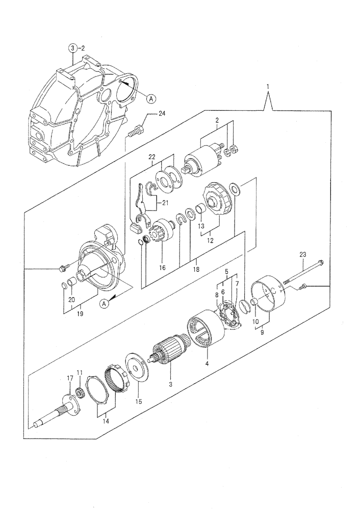 Схема запчастей Case CX36B - (08-015) - STARTING MOTOR ENGINE COMPONENTS