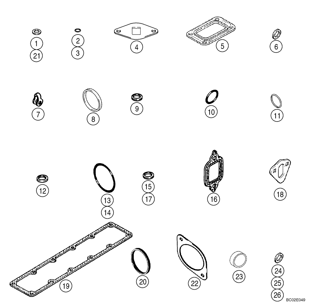 Схема запчастей Case 650K - (02-23) - GASKET KIT, BASIC ENGINE - 6T-590 EMISSIONS CERTIFIED ENGINE (02) - ENGINE