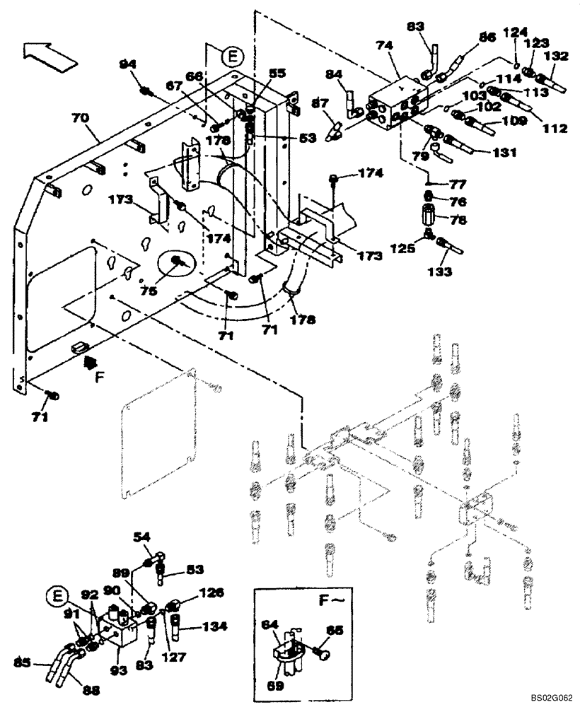 Схема запчастей Case CX210LR - (08-19) - PILOT CONTROL LINES, PARTITION (08) - HYDRAULICS