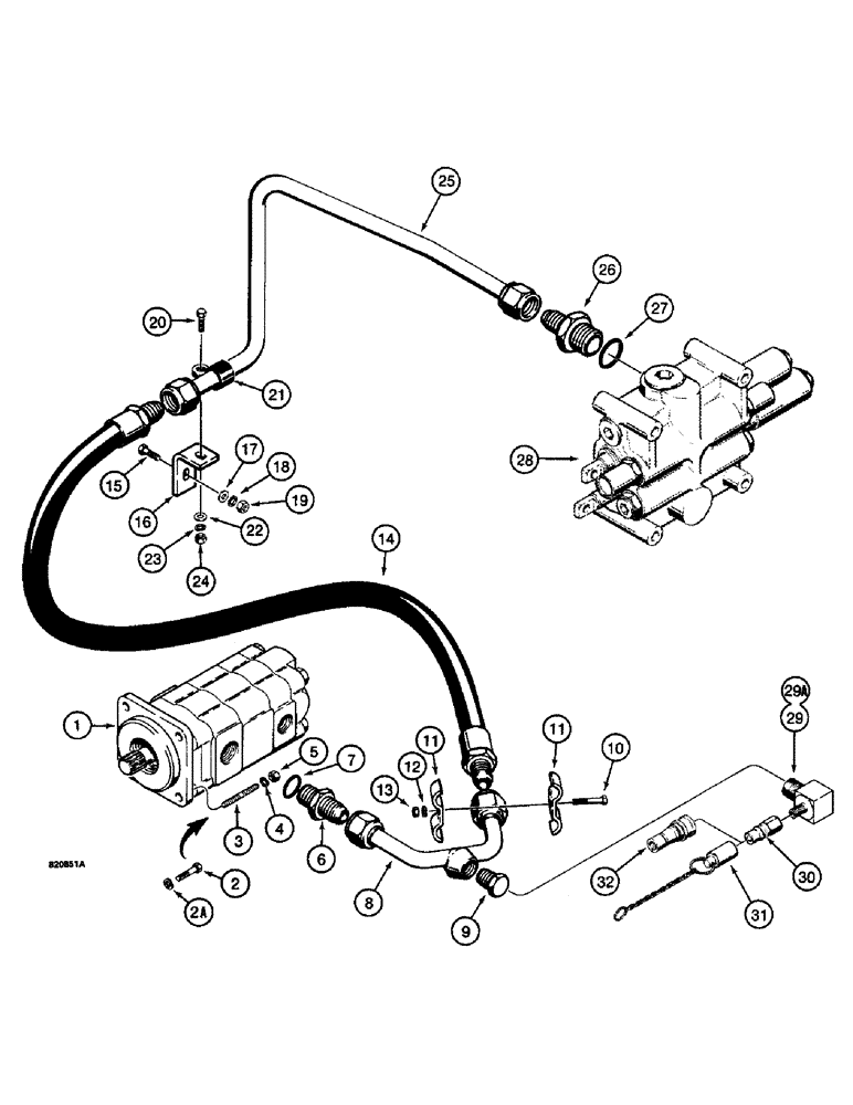 Схема запчастей Case W14 - (460) - LOADER HYDRAULIC CIRCUIT, PUMP TO LOADER VALVE, VALVES ARE MARKED W/ CASE PART NUMBER (08) - HYDRAULICS