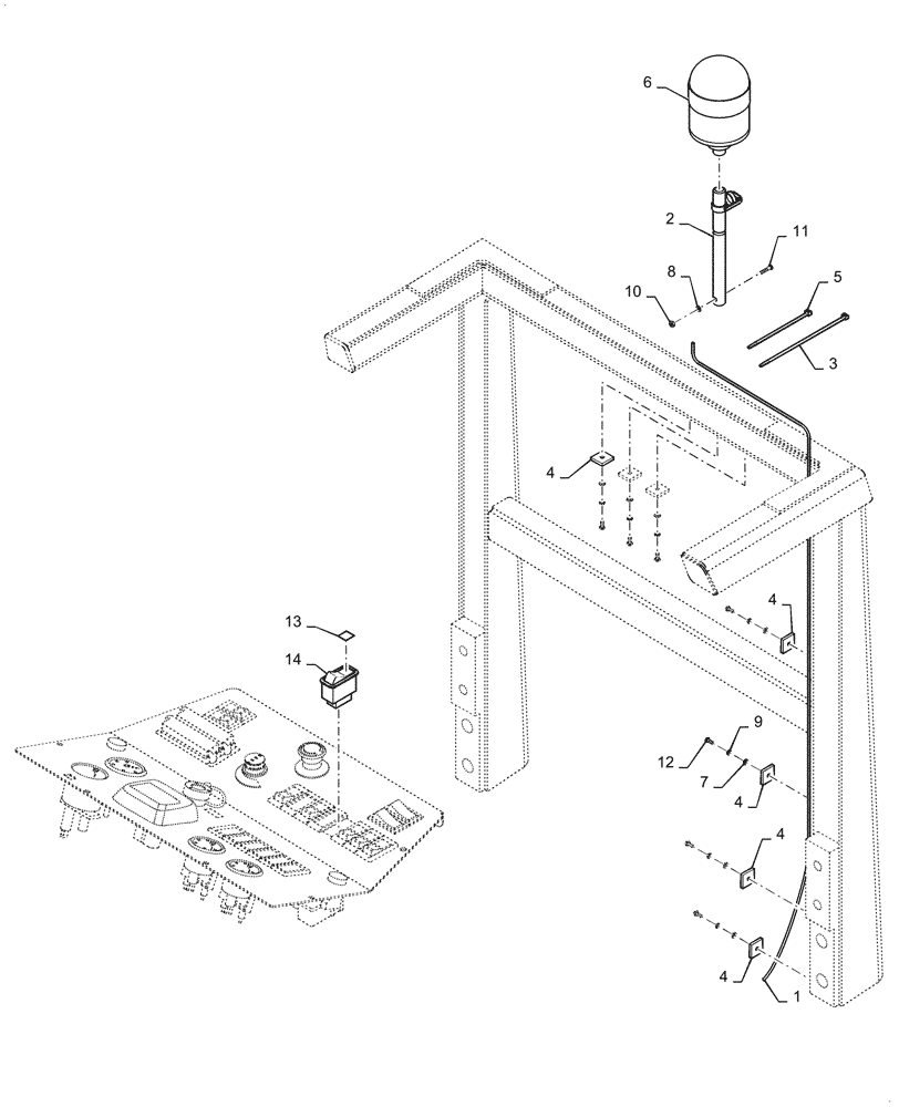 Схема запчастей Case PT240 - (55.404.01[03]) - BEACON LIGHT-OPTIONAL - CANOPY - BSN NBNTN2320 (55) - ELECTRICAL SYSTEMS