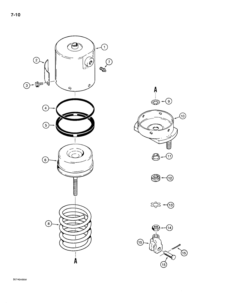 Схема запчастей Case 1085C - (7-10) - PARKING BRAKE ACTUATOR (07) - BRAKES