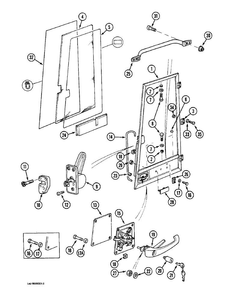 Схема запчастей Case 1088 - (9E-18) - CAB DOOR, P.I.N. FROM XXXXX AND AFTER, P.I.N. FROM 106901 AND AFTER (09) - CHASSIS/ATTACHMENTS