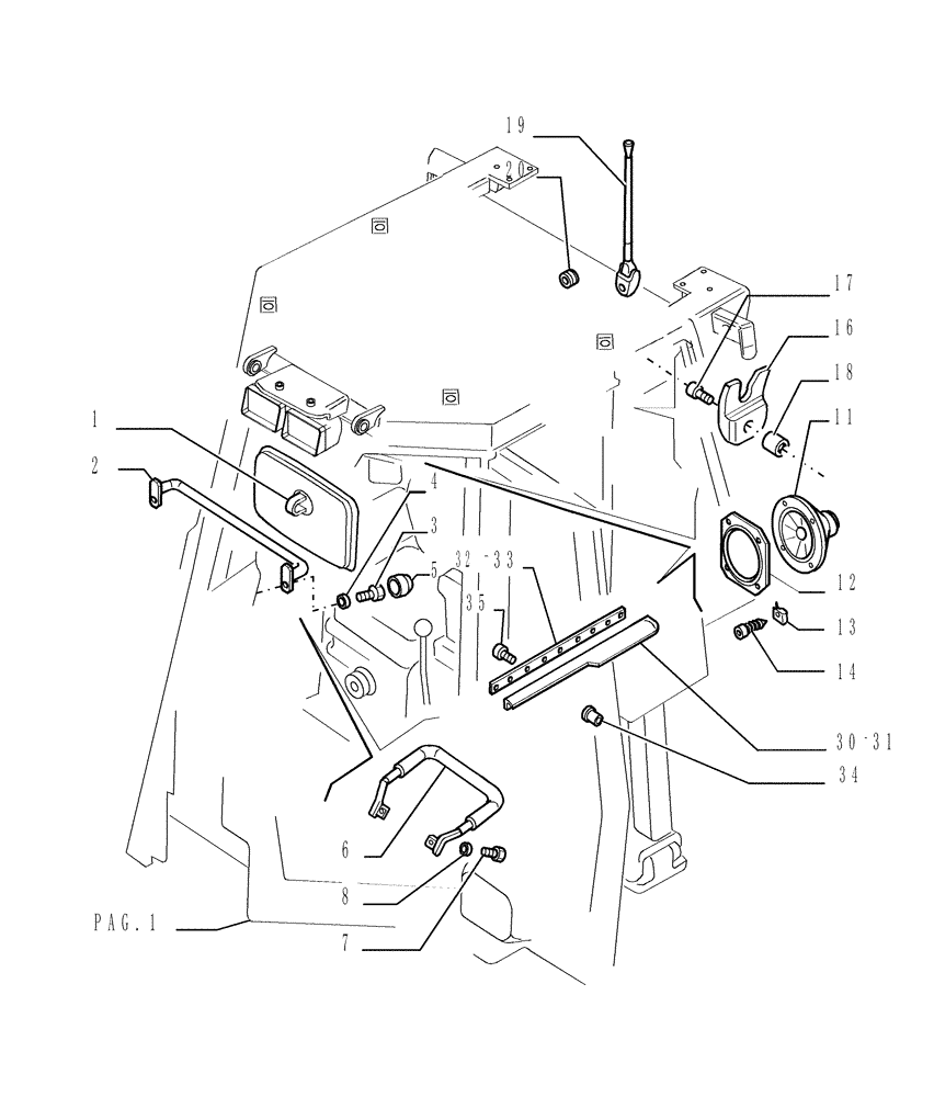 Схема запчастей Case 1850K - (9.653[22]) - ROPS CAB - COMPONENTS - OPTIONAL CODE 784110191 (19) - OPTIONS