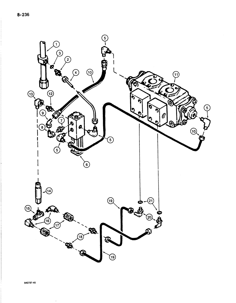 Схема запчастей Case 1187B - (8-236) - ROTARY CUTTER HYDRAULICS, HYDRAULIC CONTROLS (08) - HYDRAULICS