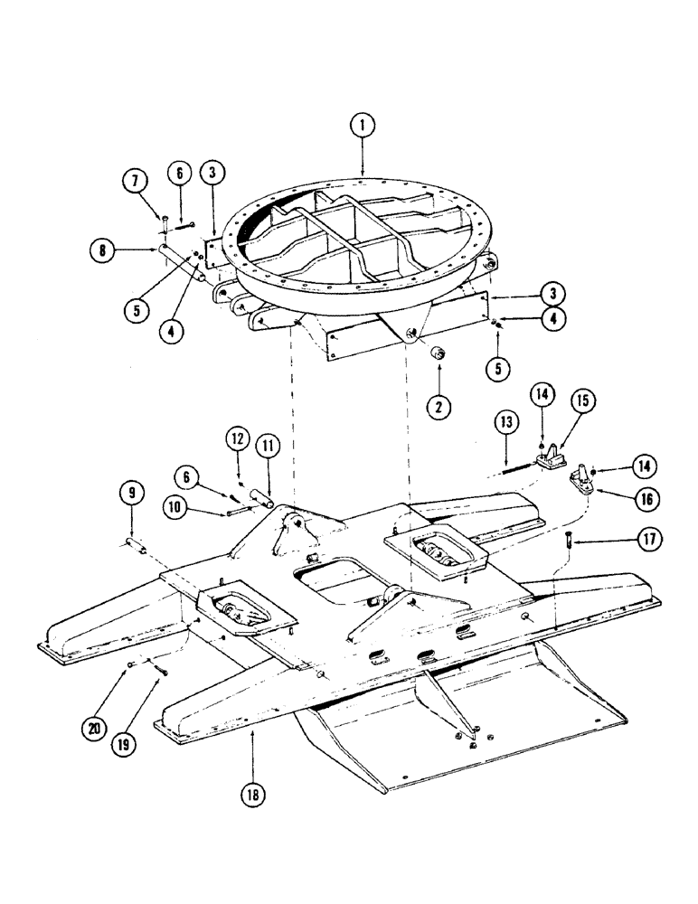 Схема запчастей Case 50 - (006) - OPTIONAL TURNTABLE LEVELER, PINS & HARDWARE, (USED ON UNITS W/ SN. 6279926-6280344) (39) - FRAMES AND BALLASTING