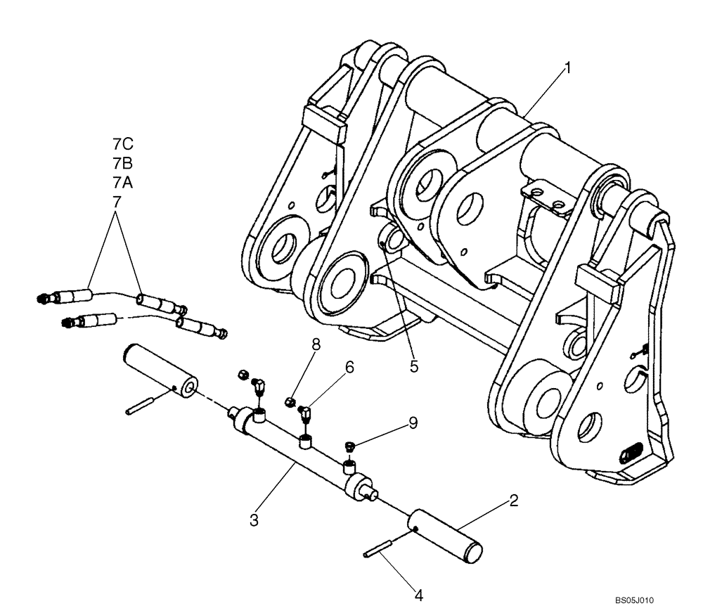 Схема запчастей Case 721D - (09-07A) - COUPLER, HYDRAULIC - Z-BAR - JRB (09) - CHASSIS