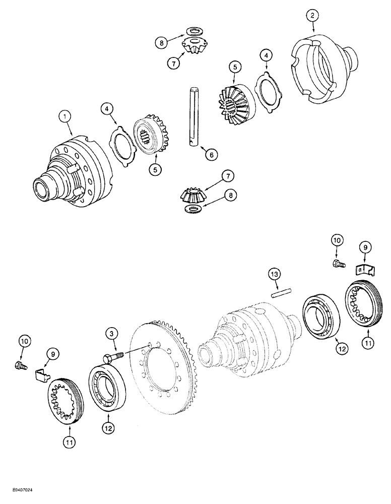 Схема запчастей Case 580SL - (6-014) - FRONT DRIVE AXLE, DIFFERENTIAL (06) - POWER TRAIN