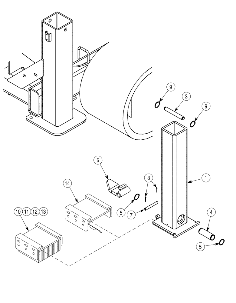 Схема запчастей Case 6030 - (09-15) - STABILIZERS (09) - CHASSIS/ATTACHMENTS