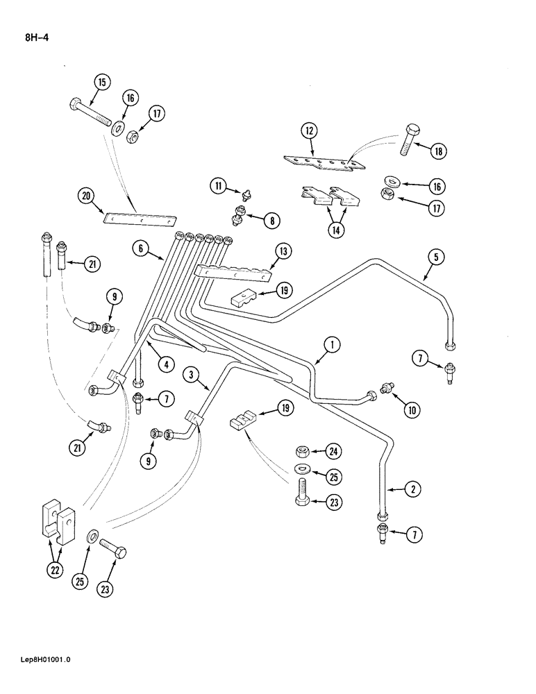 Схема запчастей Case 688 - (8H-4) - LUBRICATION LINES, P.I.N. FROM 11667 AND AFTER (08) - HYDRAULICS