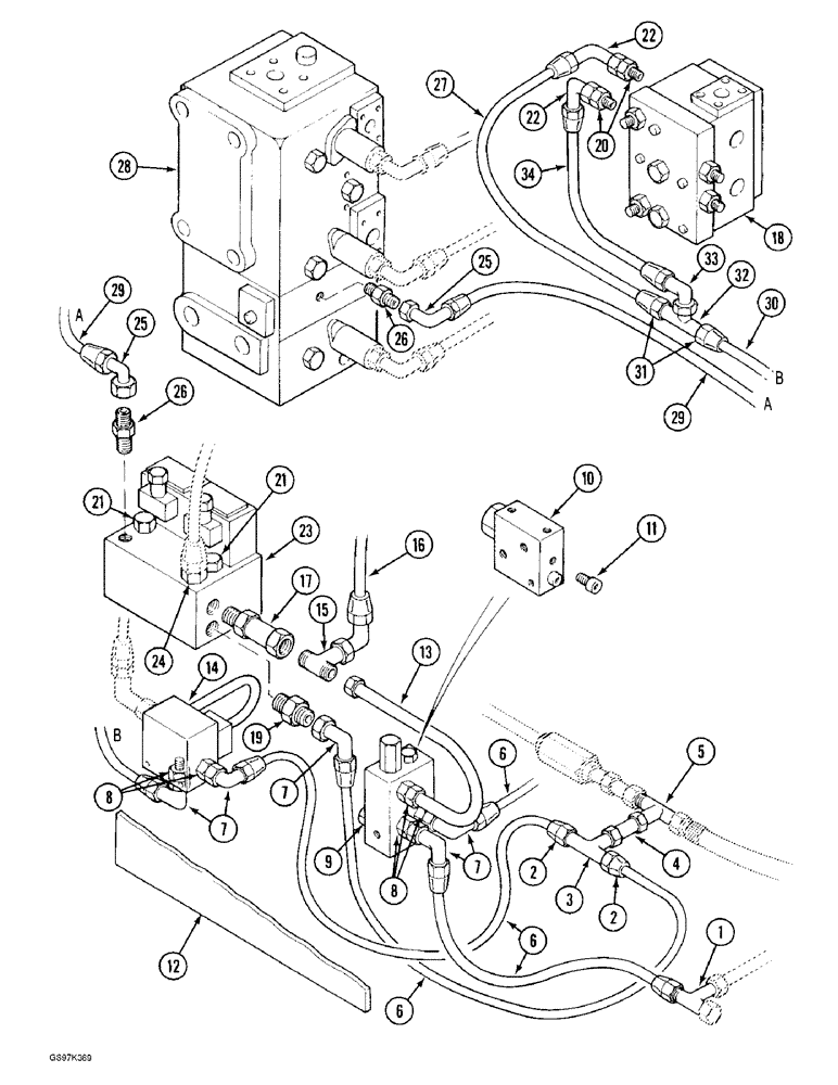 Схема запчастей Case 170C - (8-038) - HYDRAULIC CONTROL CIRCUIT, FOR SOLENOID CONTROL VALVES (08) - HYDRAULICS