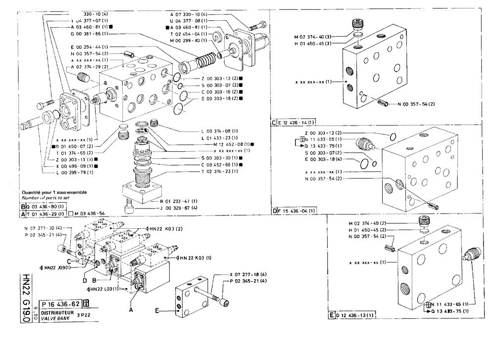 Схема запчастей Case 75C - (HN22 G19.0) - VALVE BANK - 3 P22 (07) - HYDRAULIC SYSTEM