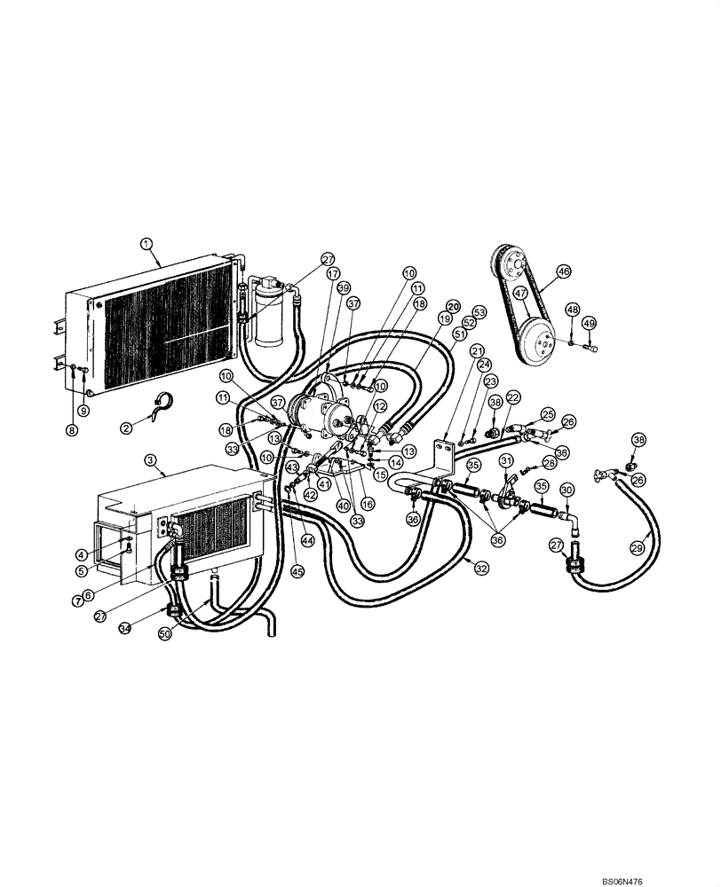 Схема запчастей Case 845 - (09.45A[00]) - AIR CONDITIONING - CIRCUIT AND ASSEMBLY (SN 4AF03020 - ) (09) - CHASSIS