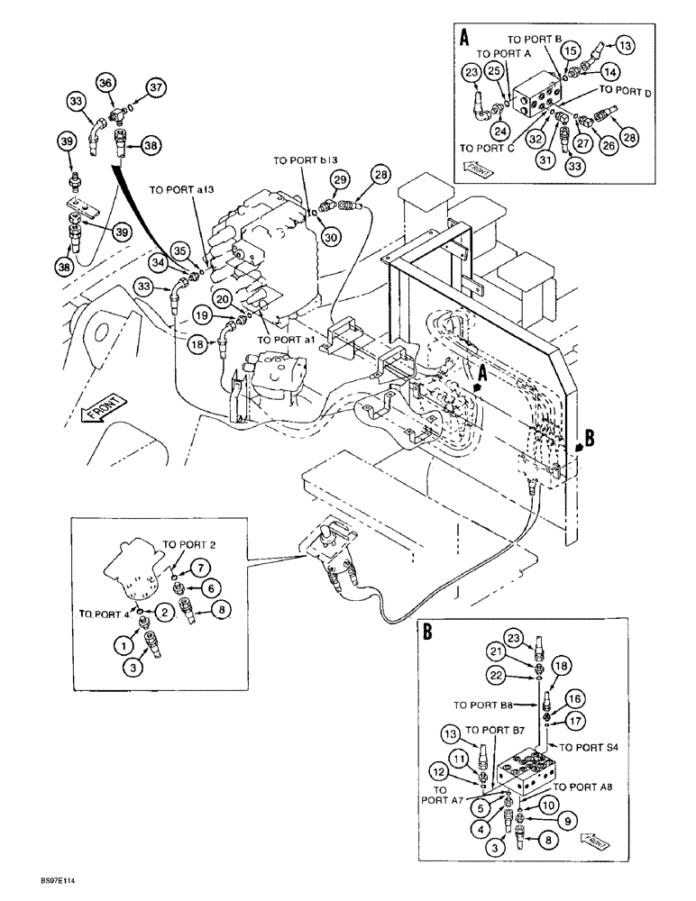 Схема запчастей Case 9020B - (8-030) - ARM CONTROL LINES (08) - HYDRAULICS