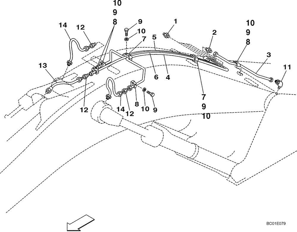 Схема запчастей Case CX330 - (09-44) - LUBRICATION CIRCUIT - BOOM (09) - CHASSIS