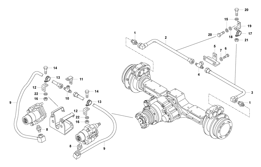 Схема запчастей Case 325 - (3.400[02B]) - BRAKE SYSTEM - INTERMEDIATE AXLE (87395768) (09) - Implement / Hydraulics / Frame / Brakes