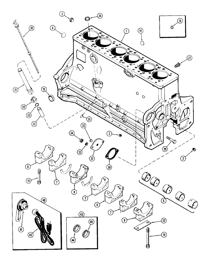 Схема запчастей Case 980 - (017A[1]) - CYLINDER BLOCK HEATER (01) - ENGINE