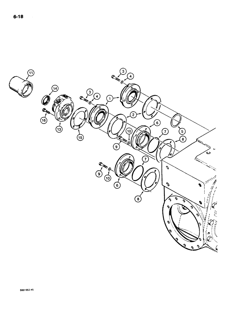 Схема запчастей Case 550 - (6-18) - TRANSMISSION REAR COVERS (06) - POWER TRAIN