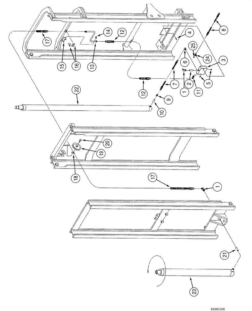 Схема запчастей Case 586G - (09-04) - MAST - 6000 LB, FREELIFT ONLY, HYDRAULIC SYSTEM (09) - CHASSIS