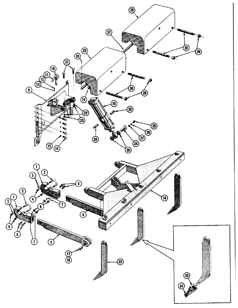 Схема запчастей Case 800 - (250) - RIPPER INSTALLATION FRAME, CYLINDER, WEIGHTS (05) - UPPERSTRUCTURE CHASSIS