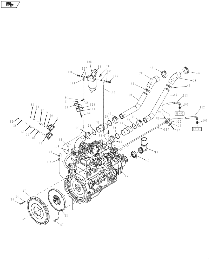 Схема запчастей Case SV208 - (02-02[01]) - ENGINE INSTALLATION (B) (GROUP 106) (ND138823) (02) - ENGINE