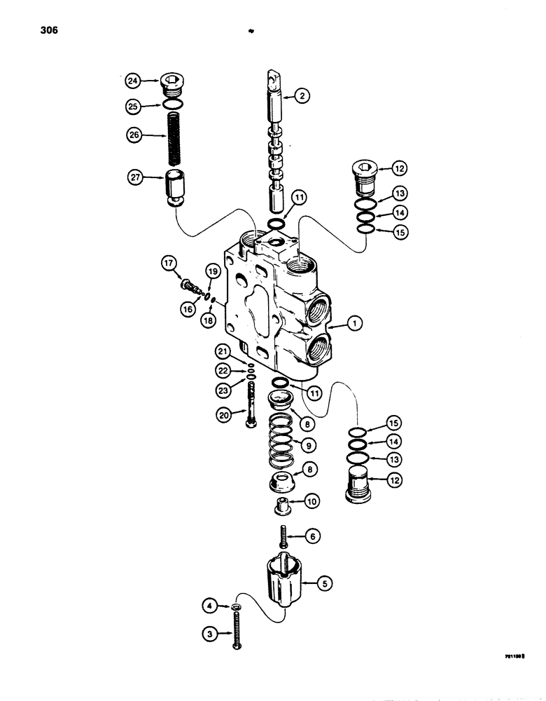 Схема запчастей Case 850B - (306) - D87073 DOZER TILT AND ANGLE SECTION (07) - HYDRAULIC SYSTEM