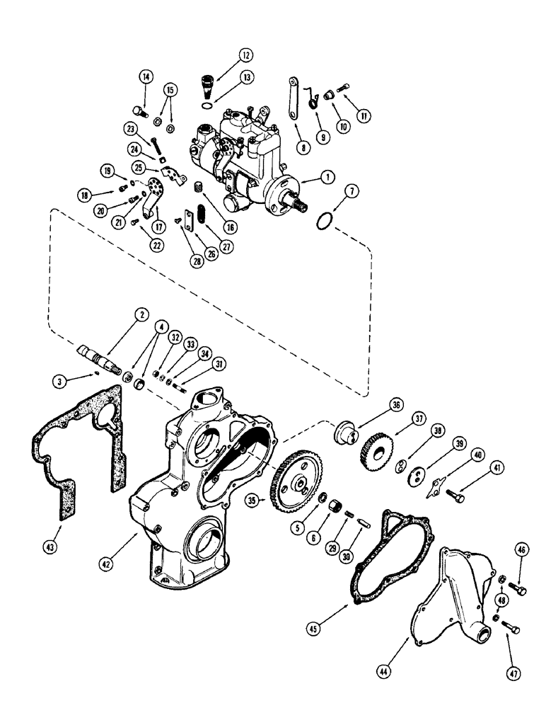 Схема запчастей Case 480CK - (028) - FUEL INJECTION PUMP AND DRIVE, (188) DIESEL ENGINE 