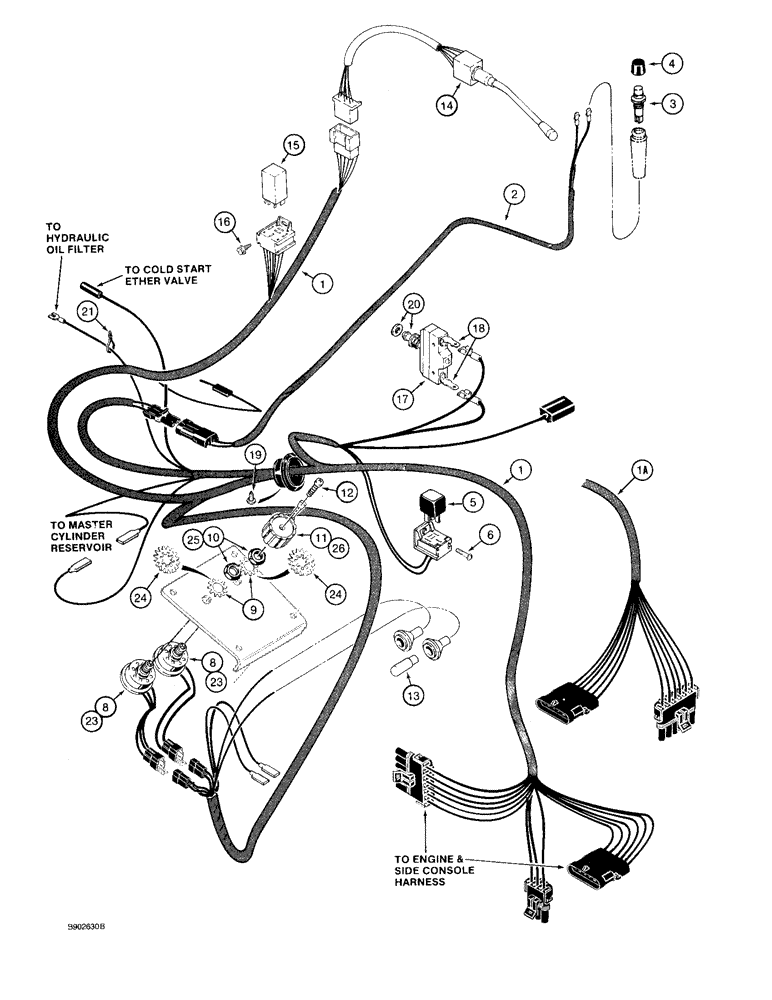 Схема запчастей Case 580SK - (4-24) - FRONT CONSOLE WIRING HARNESS AND CONNECTIONS (04) - ELECTRICAL SYSTEMS