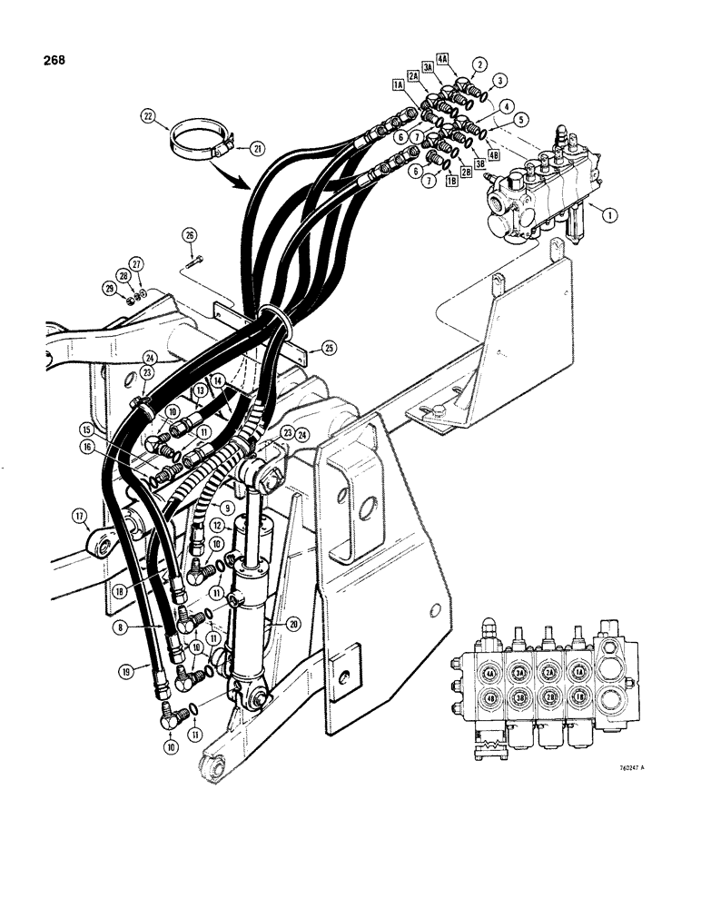 Схема запчастей Case 480C - (268) - THREE-POINT HITCH CYLINDER HYDRAULIC CIRCUIT (35) - HYDRAULIC SYSTEMS